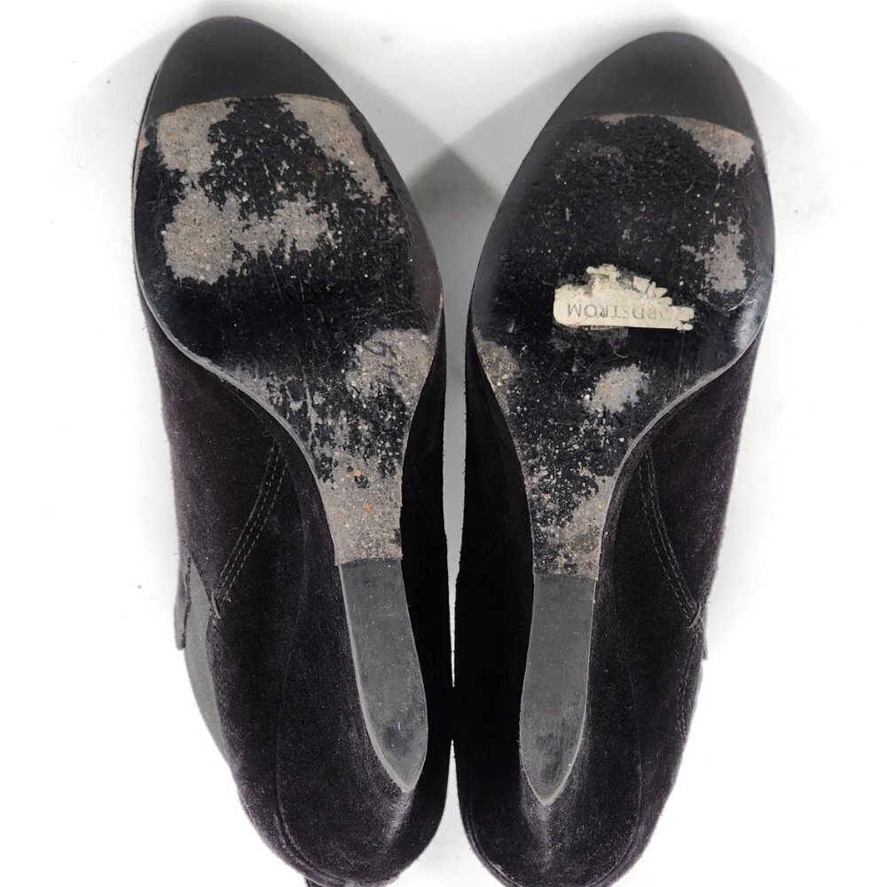 LANVIN Suede Wedge Ankle Booties Black - Picture 12 of 12